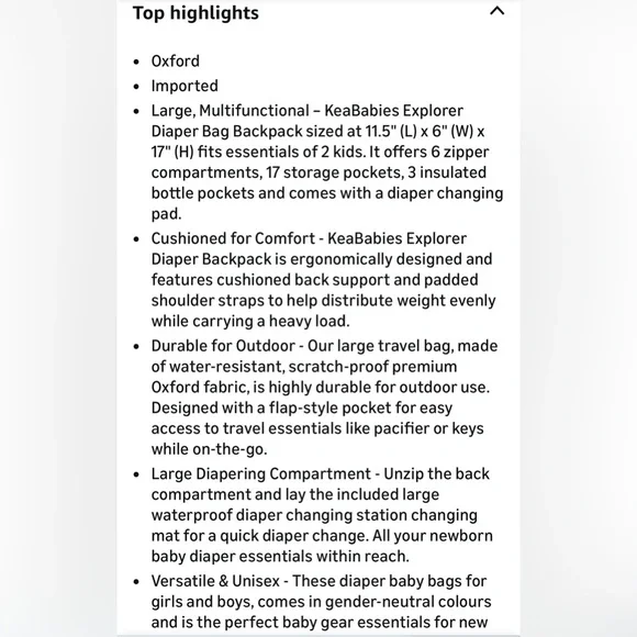 NWT..Gray Diaper Bag Backpack for Men and Women - Picture 6 of 9